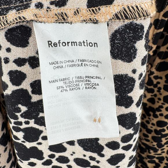 Reformation Port Dress 3/4 Sleeves Leopard Print Midi Women's Size 6 Brown Black - Picture 8 of 11